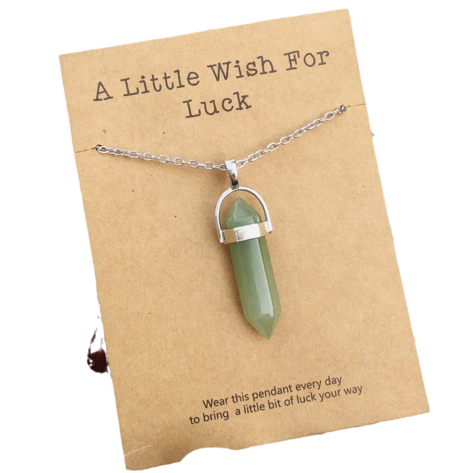 Reikicrystal Wishing Natural Stone Hexagonal Pen Pendant Necklace