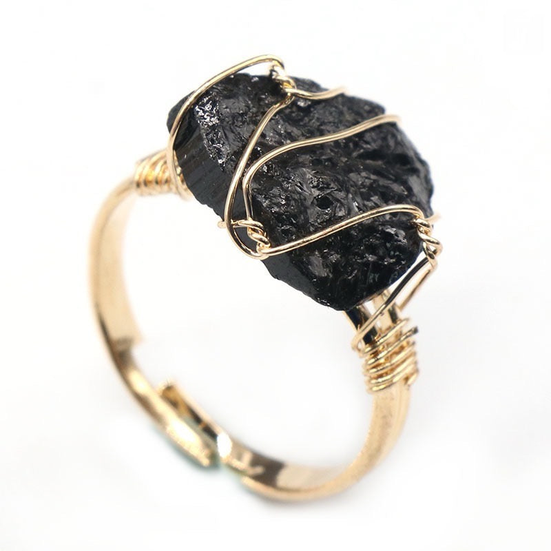 Reikicrystal Stone Wire-Wrapped Adjustable Ring