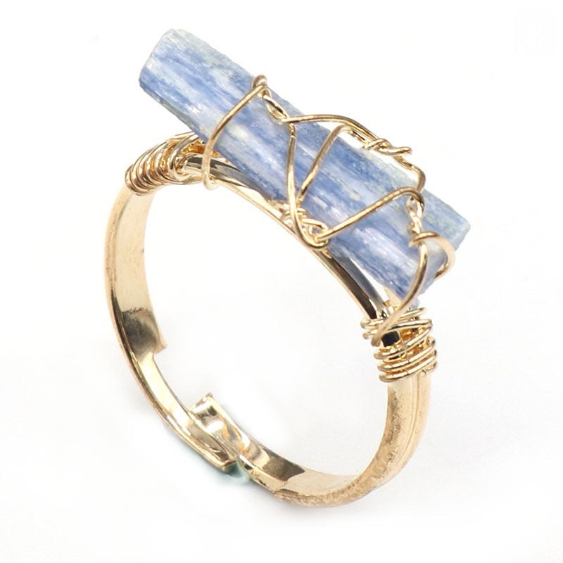 Reikicrystal Stone Wire-Wrapped Adjustable Ring