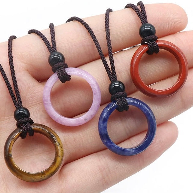 Reikicrystal Natural Loop Ring Necklace Set