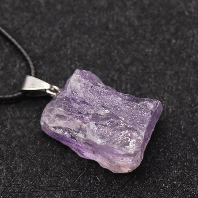 Reikicrystal Irregular Crystal Stone Wire-Wrapped Pendant Necklace