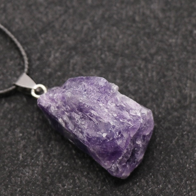 Reikicrystal Irregular Crystal Stone Wire-Wrapped Pendant Necklace