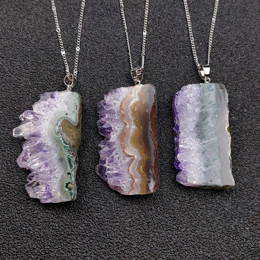 Reikicrystal Natural Amethyst Cluster Necklace