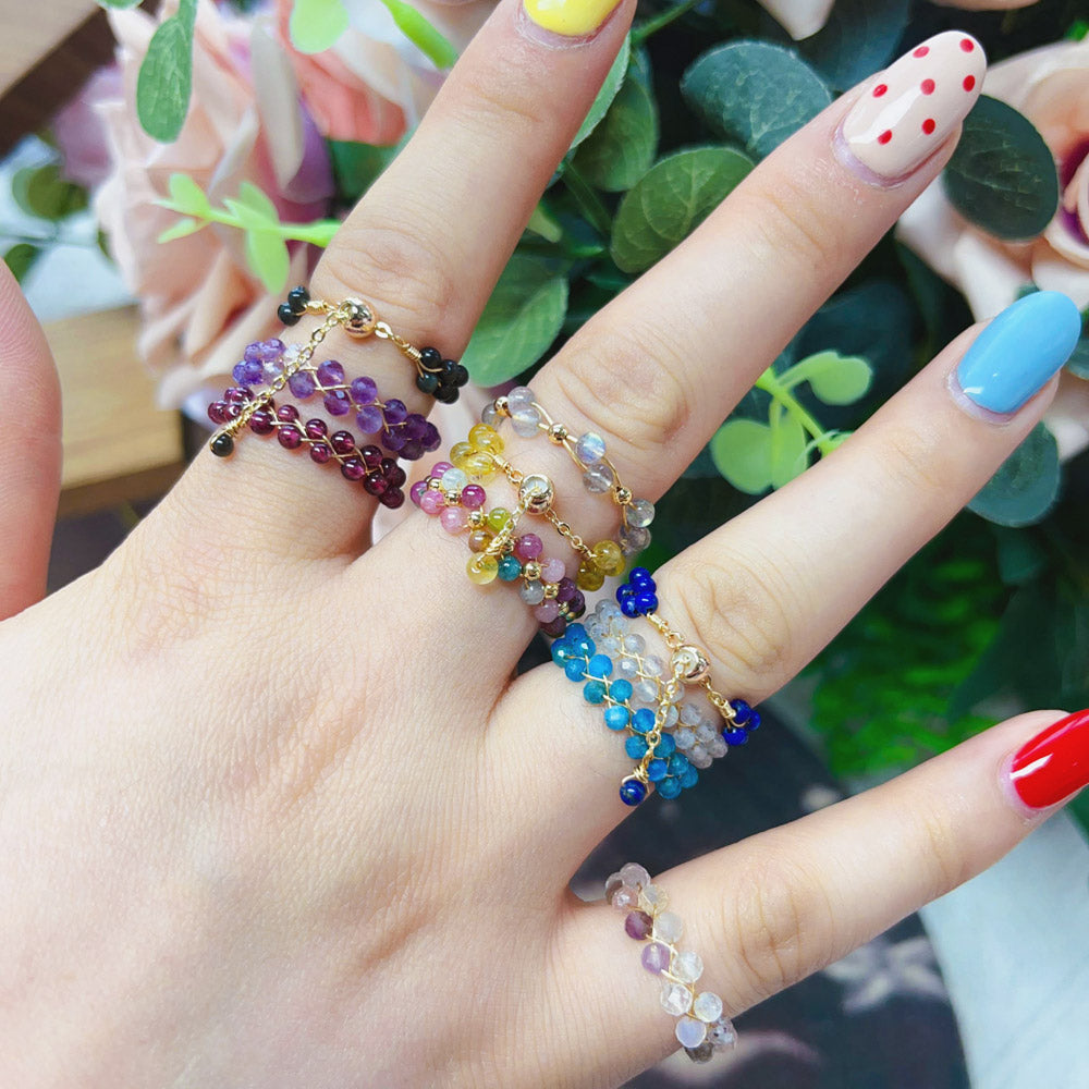 Reikicrystal Adjustable Crystal Rings - Handcrafted Bands