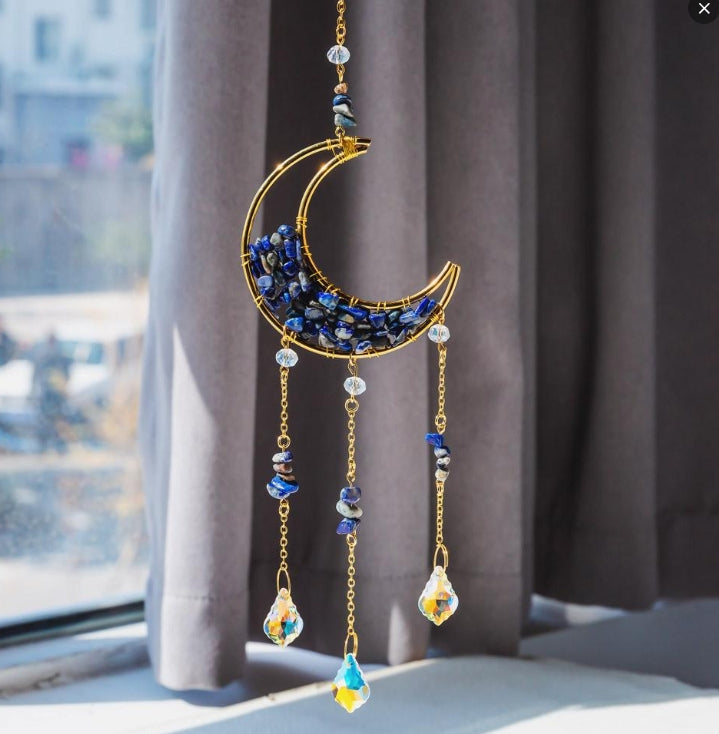 Reikistal Moon Catcher Crystal Wind Chime Home Decor