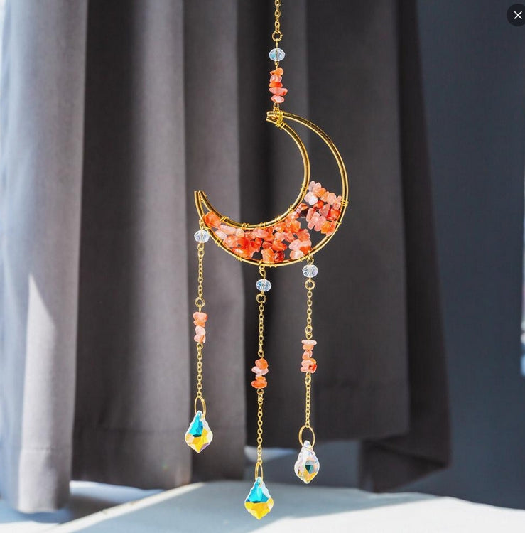 Reikistal Moon Catcher Crystal Wind Chime Home Decor