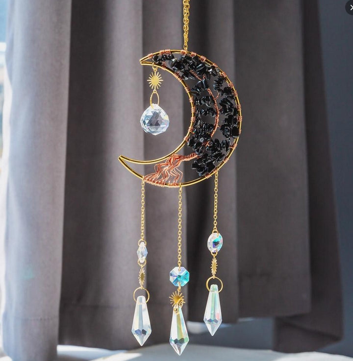 Reikistal Moon Catcher Crystal Wind Chime Home Decor