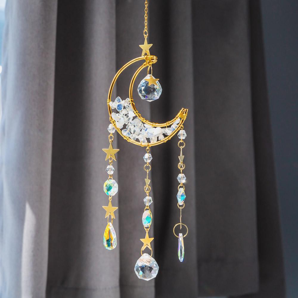 Reikistal Moon Catcher Crystal Wind Chime Home Decor
