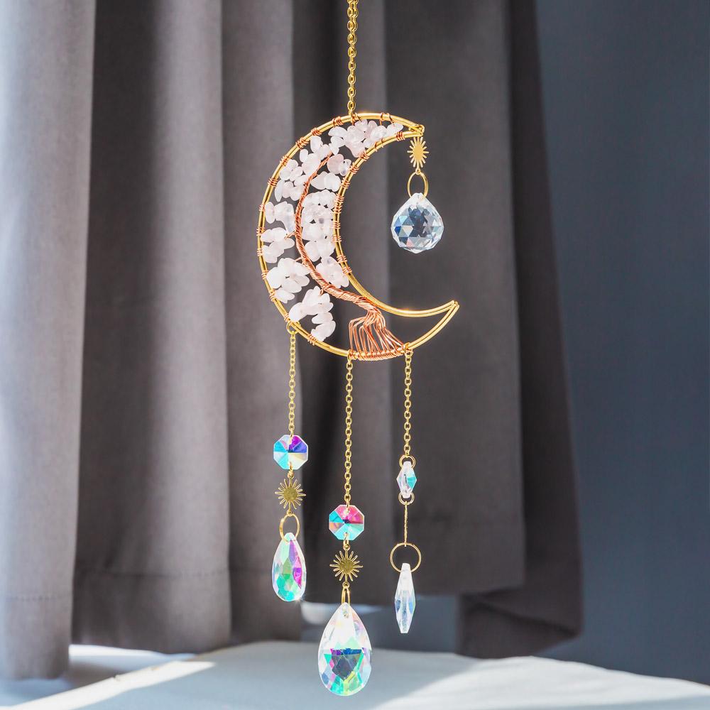 Reikistal Moon Catcher Crystal Wind Chime Home Decor