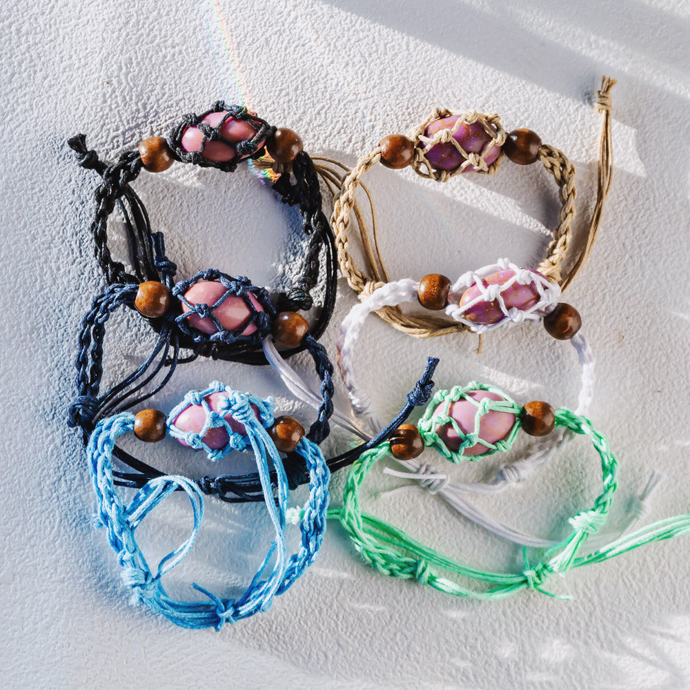 Reikistal【Cord Bracelet】Natural Crystal Cage Bracelet