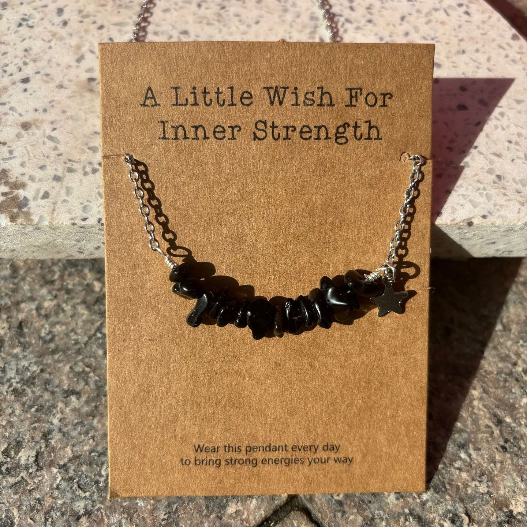 Reikicrystal Natural crystal Chips With Bamboo Necklace