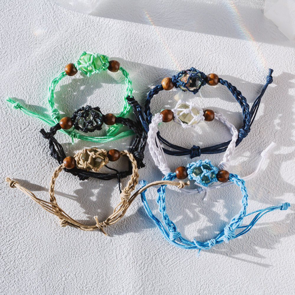 Reikistal【Cord Bracelet】Natural Crystal Cage Bracelet