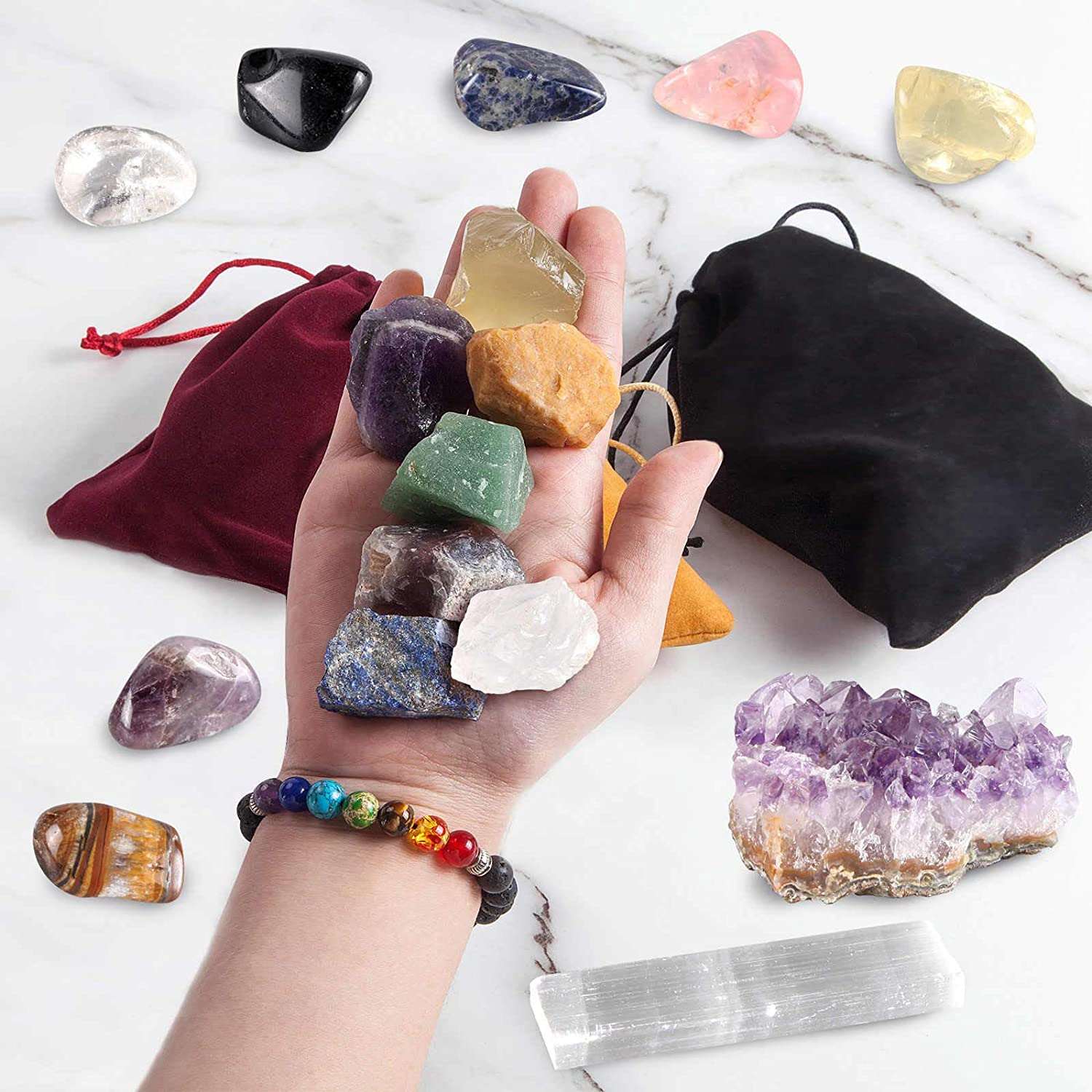 Healing Crystals Set, 17PCS Crystal Healing Stones Kit for Yoga, Meditation