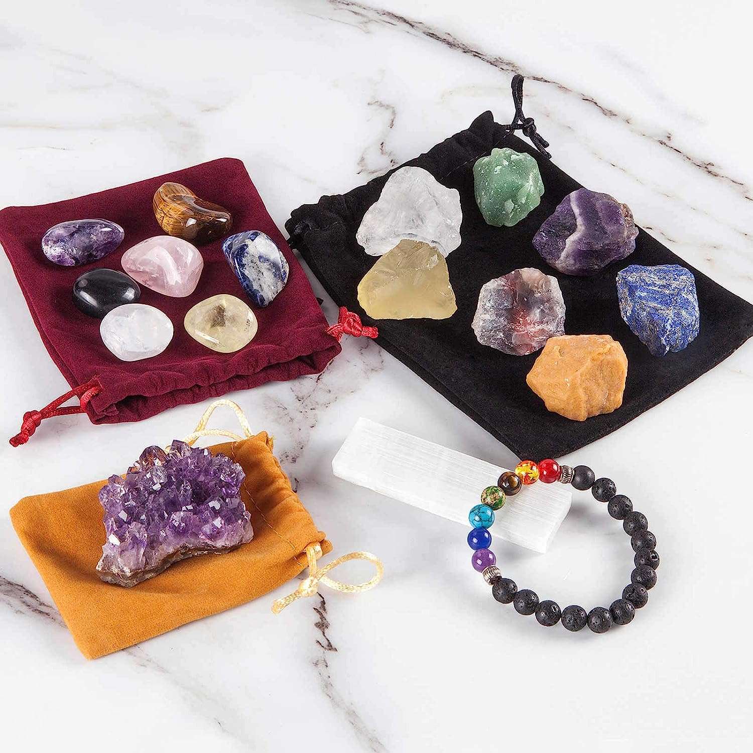 Healing Crystals Set, 17PCS Crystal Healing Stones Kit for Yoga, Meditation