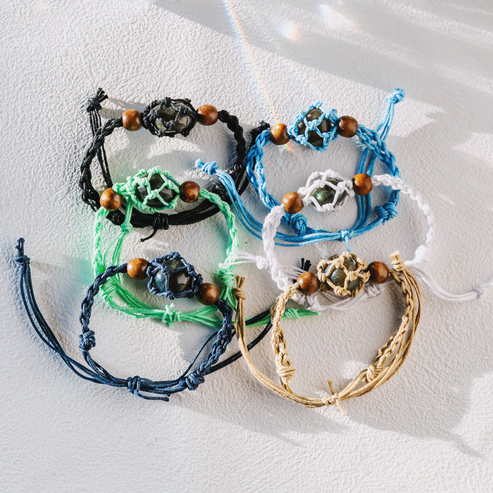 Reikistal【Cord Bracelet】Natural Crystal Cage Bracelet