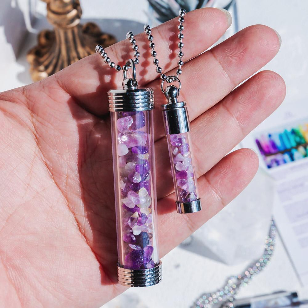 Reikistal【Zodiac】Natural Crystal Chips Wishing Bottle Necklace