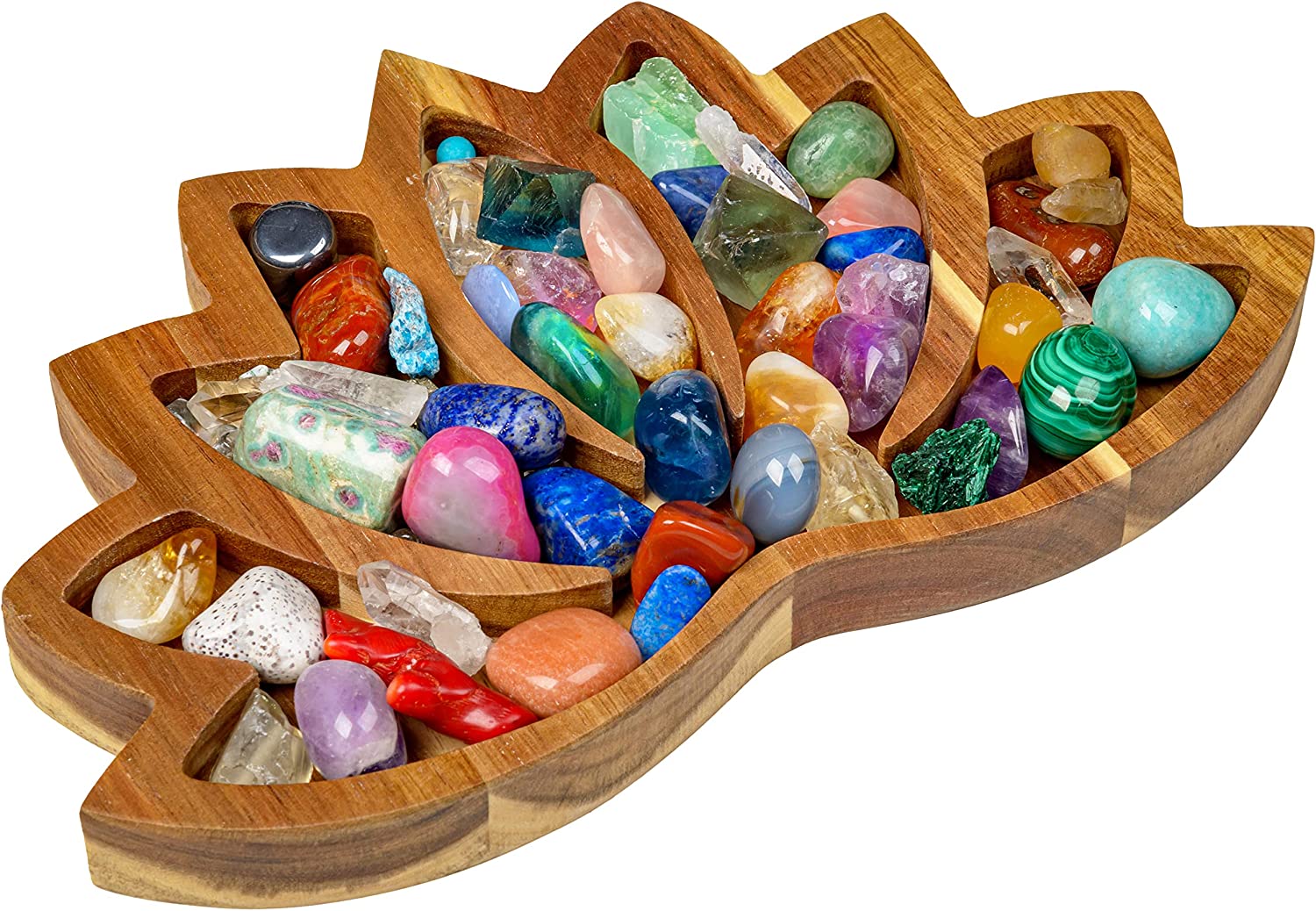 Reikistal Curawood Lotus Crystal Tray/ Shelf for Stones