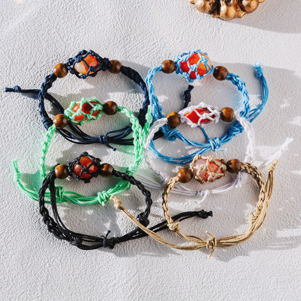 Reikistal【Cord Bracelet】Natural Crystal Cage Bracelet