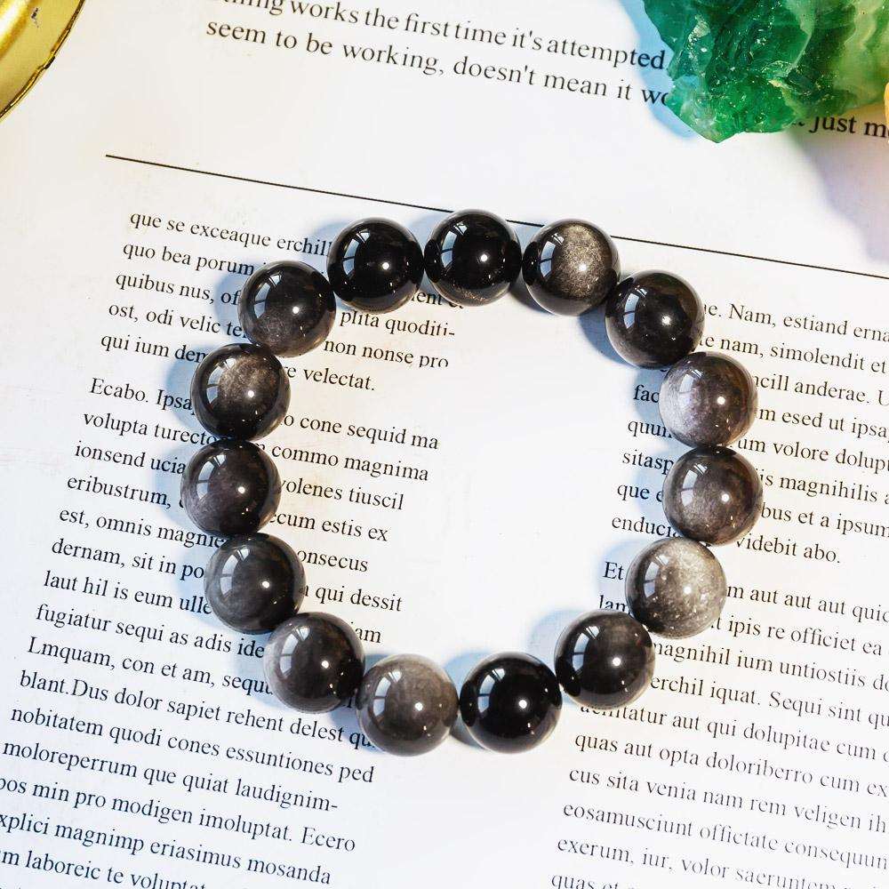 Reikistal Silver Sheen Obsidian Bracelet