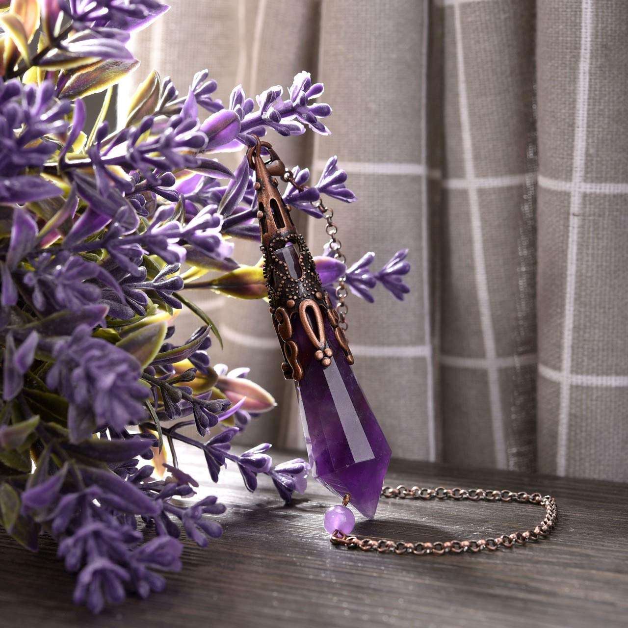 Reikistal Amethyst Crystal Dowsing Divination Pendulum Pendant