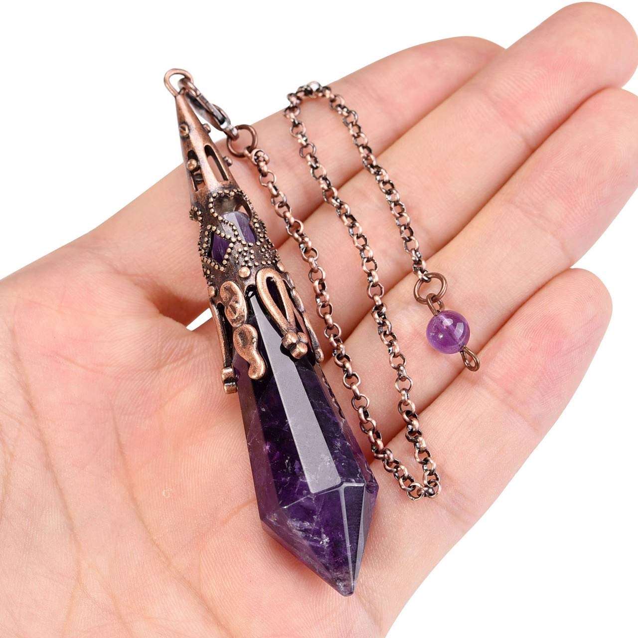 Reikistal Amethyst Crystal Dowsing Divination Pendulum Pendant