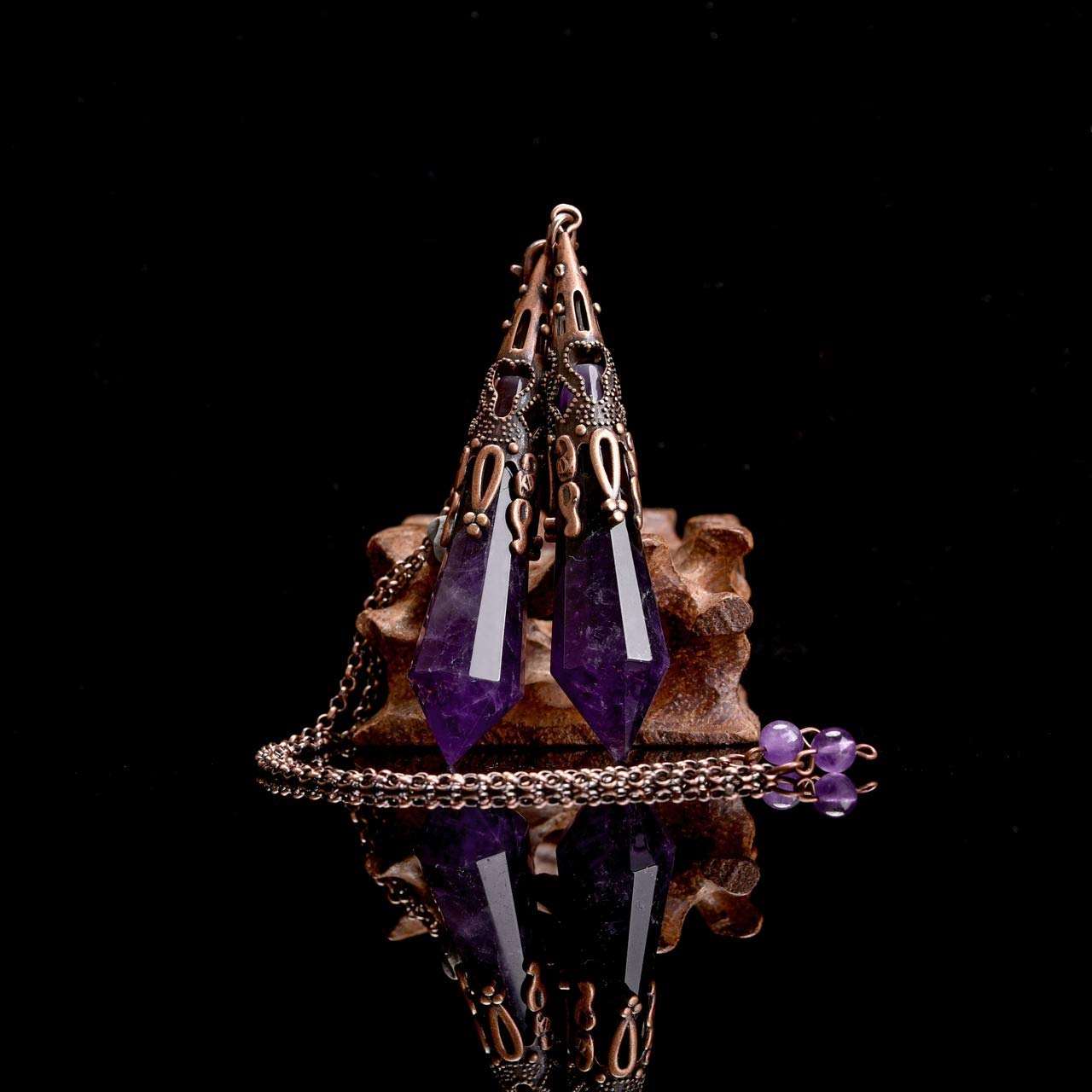 Reikistal Amethyst Crystal Dowsing Divination Pendulum Pendant