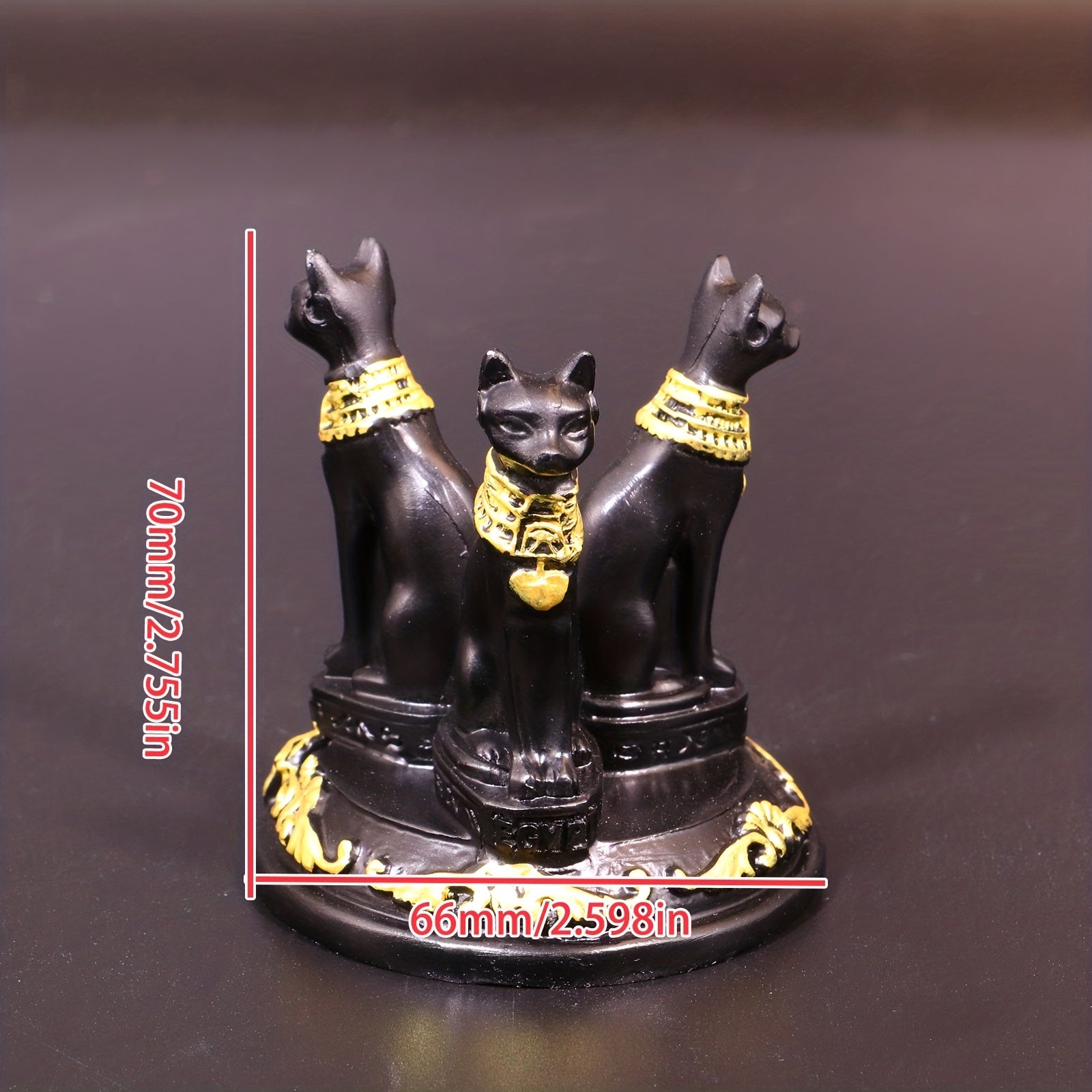 Reikistal Egyptian Cat Statues Crystal Base