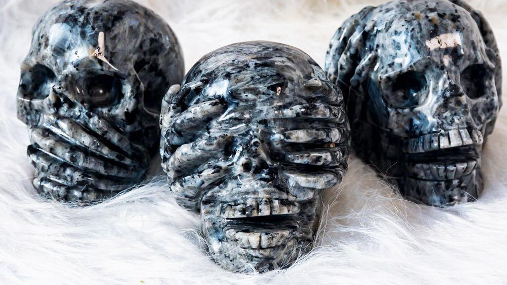 Reikistal Laurvikite Human Skulls Hand Carved