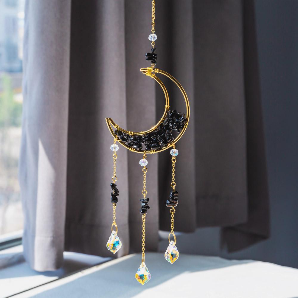 Reikistal Moon Catcher Crystal Wind Chime Home Decor