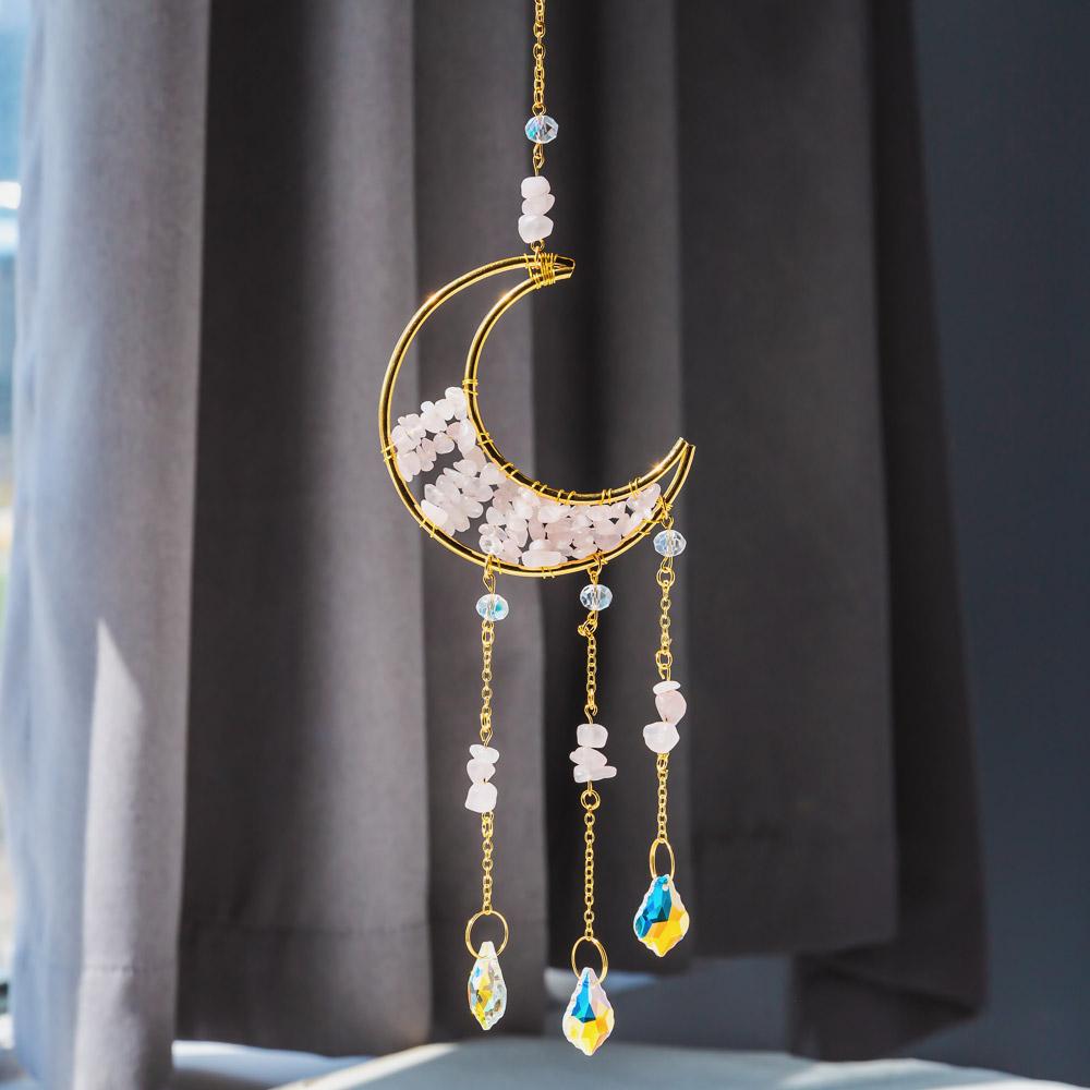Reikistal Moon Catcher Crystal Wind Chime Home Decor