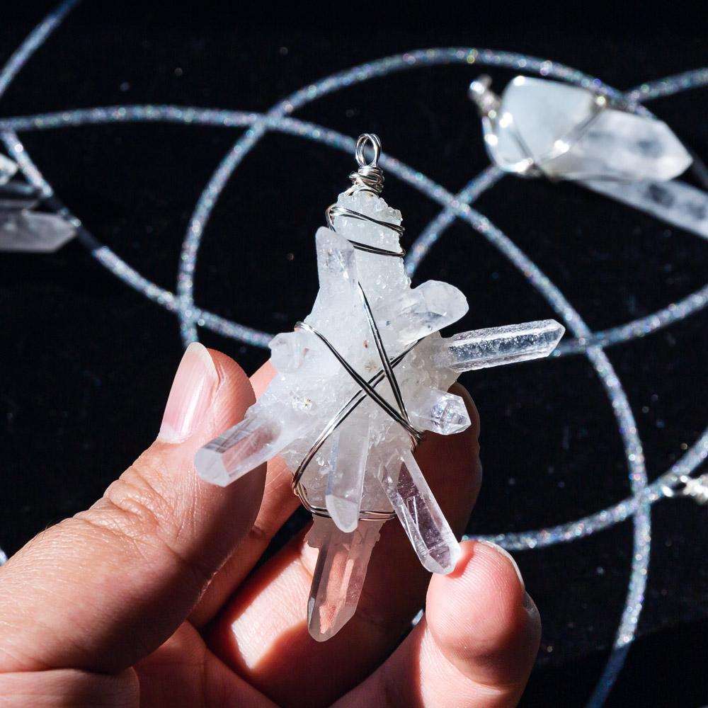 Reikistal Clear Quartz Cluster Pendant