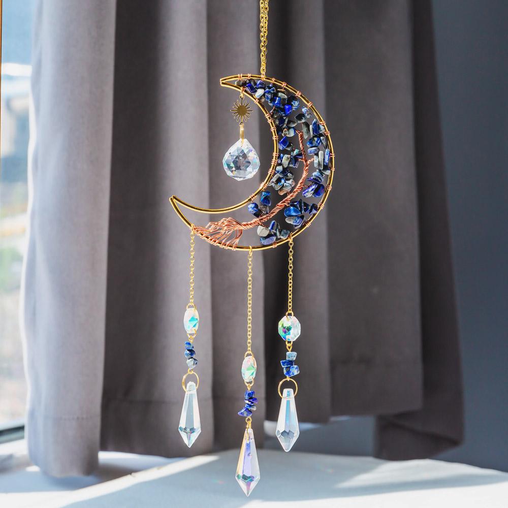 Reikistal Moon Catcher Crystal Wind Chime Home Decor