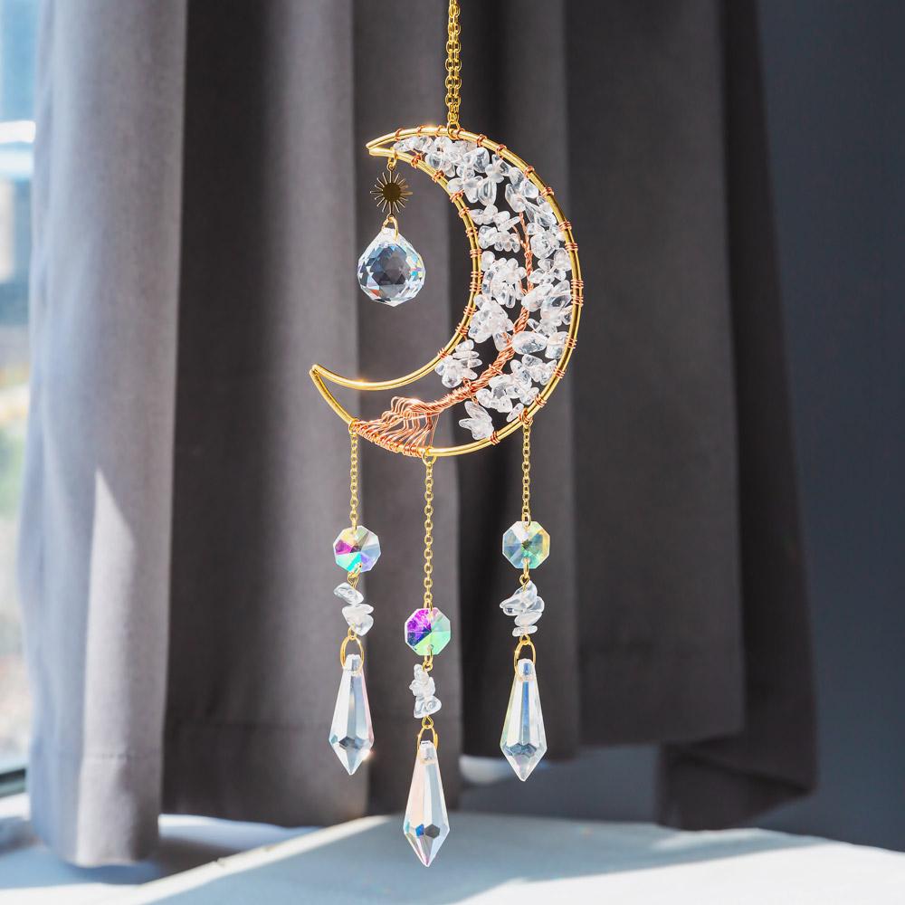 Reikistal Moon Catcher Crystal Wind Chime Home Decor