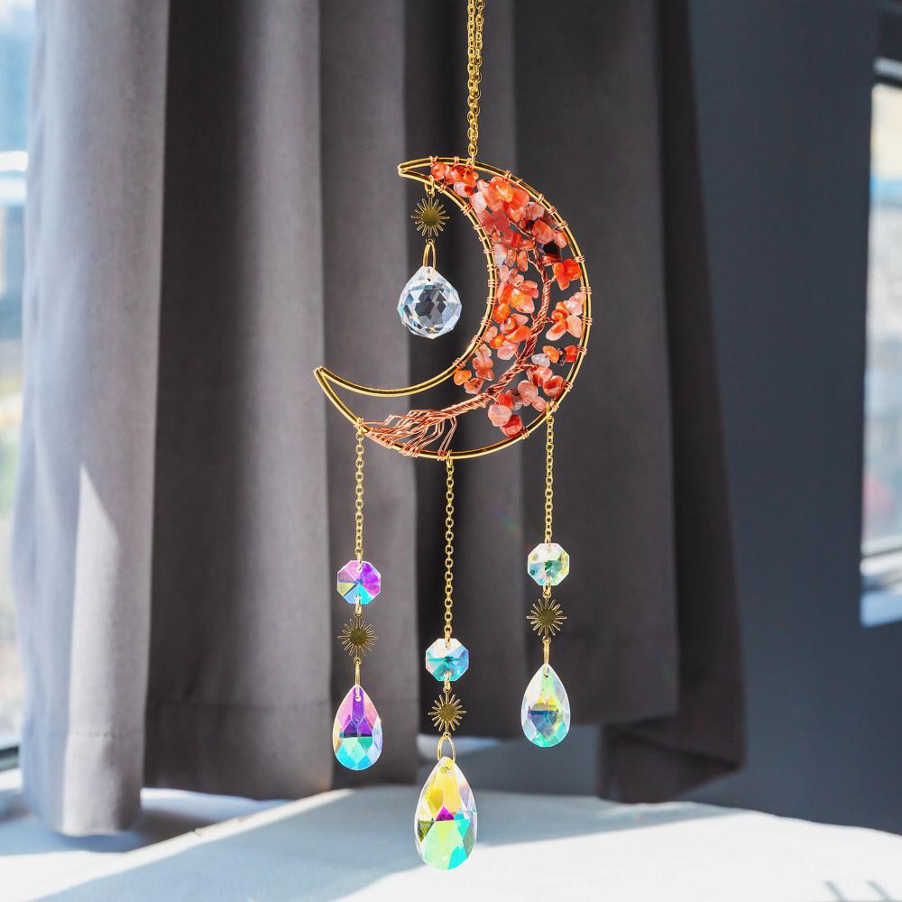 Reikistal Moon Catcher Crystal Wind Chime Home Decor
