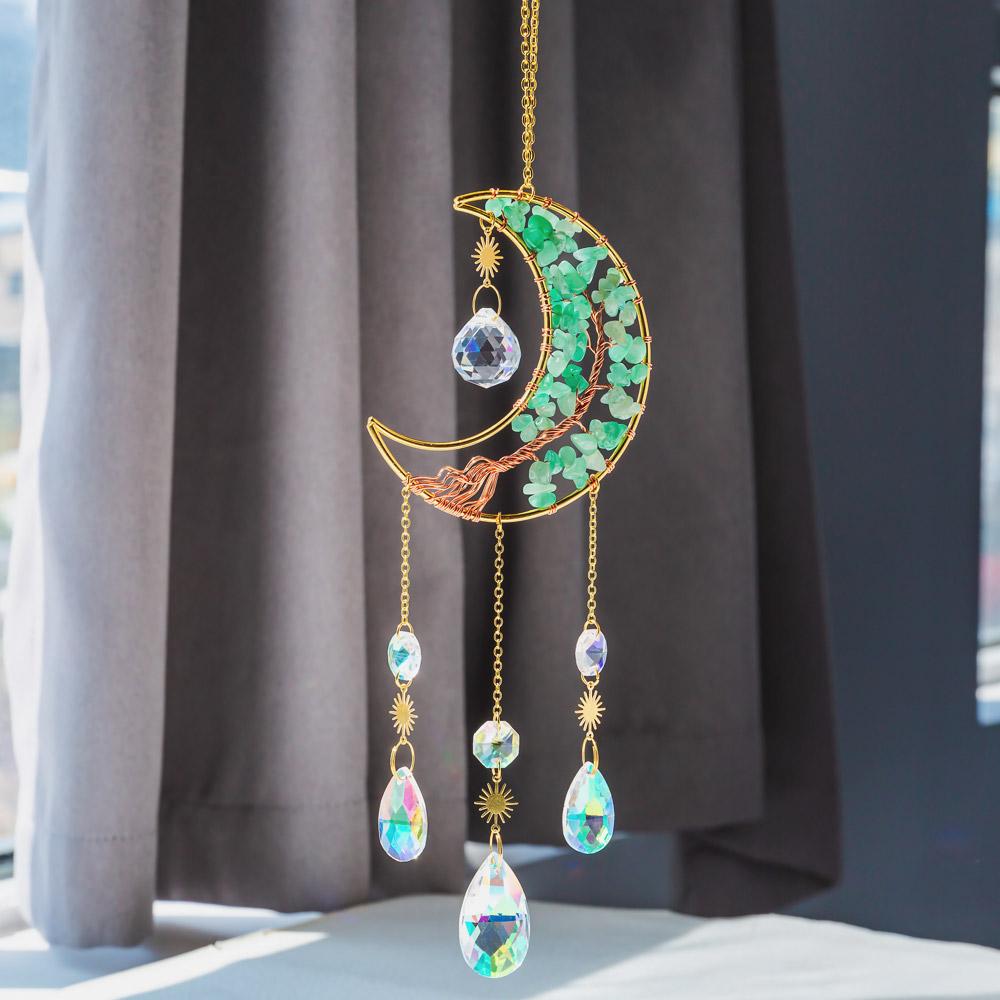 Reikistal Moon Catcher Crystal Wind Chime Home Decor