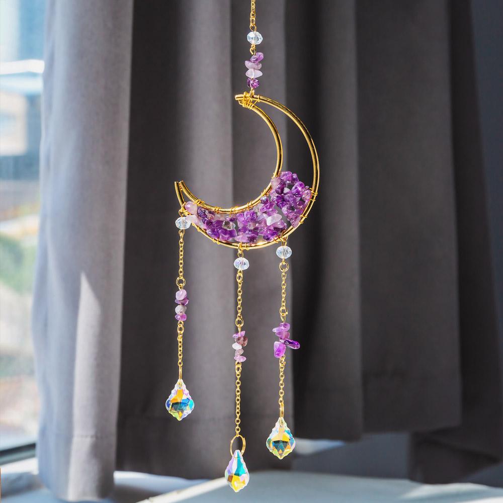 Reikistal Moon Catcher Crystal Wind Chime Home Decor