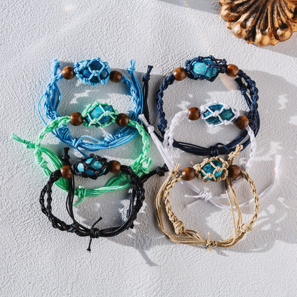 Reikistal【Cord Bracelet】Natural Crystal Cage Bracelet