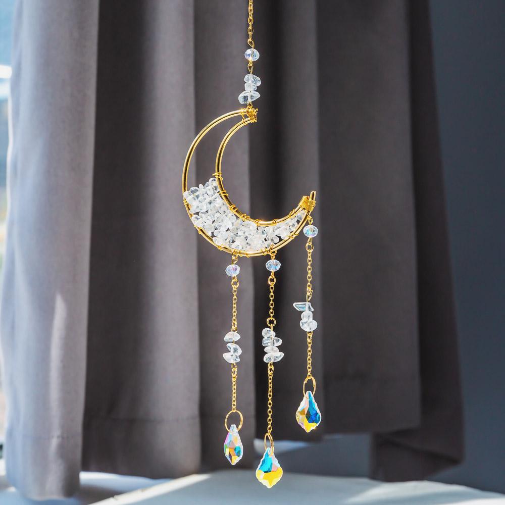 Reikistal Moon Catcher Crystal Wind Chime Home Decor