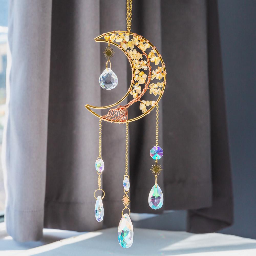 Reikistal Moon Catcher Crystal Wind Chime Home Decor