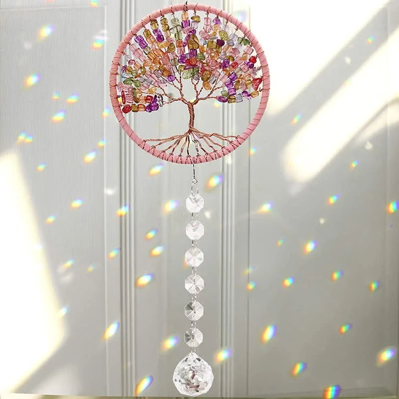 Reikistal Tree of Life Crystal Suncatcher Dream Catcher