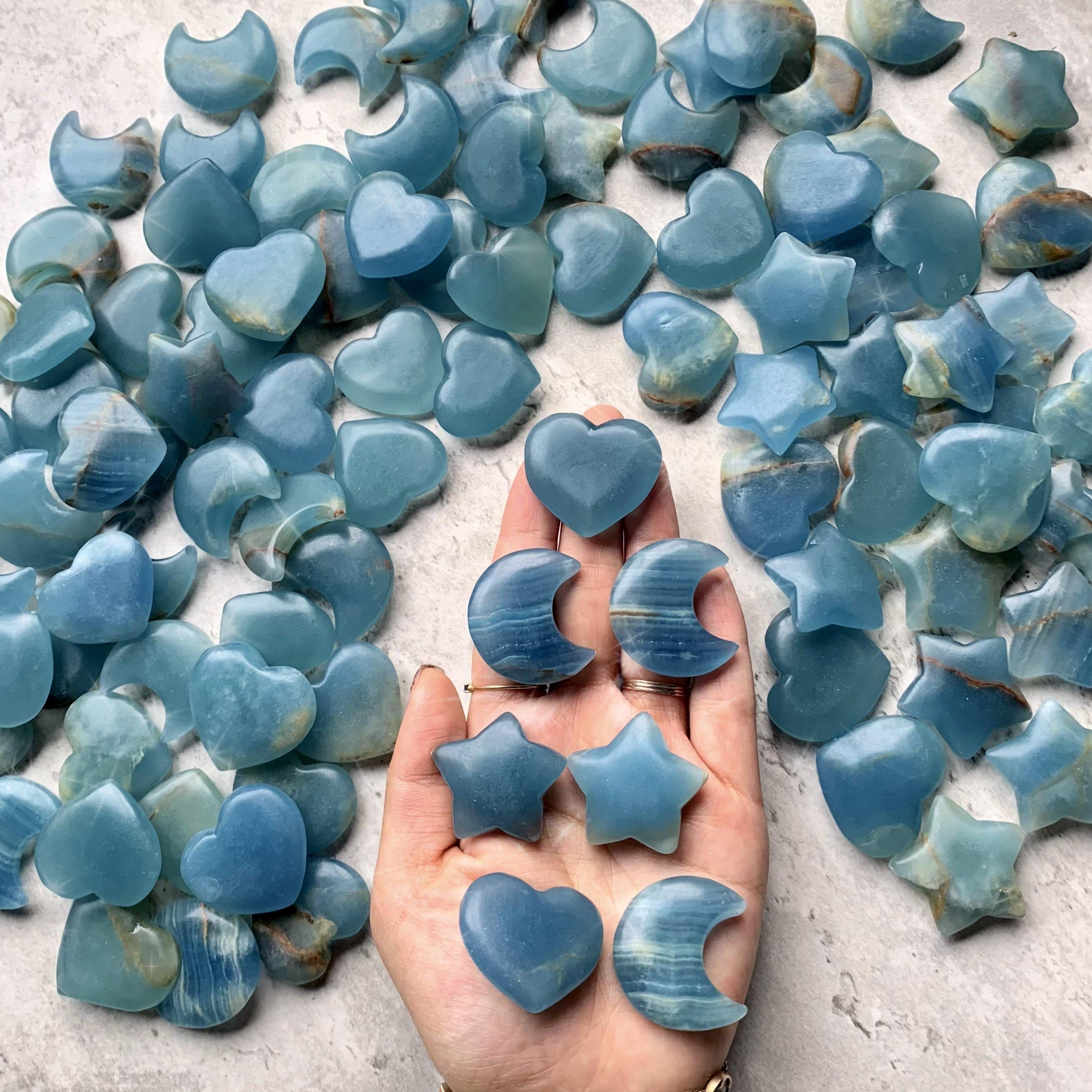 Reikistal Blue Onyx Heart & Moon