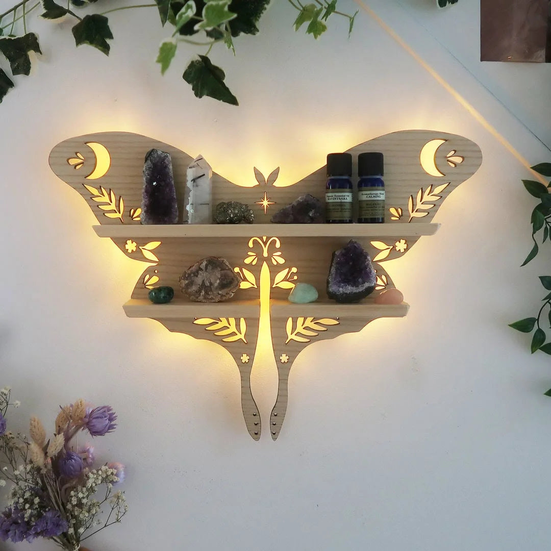 Reikistal Luna Moth Crystal Shelf