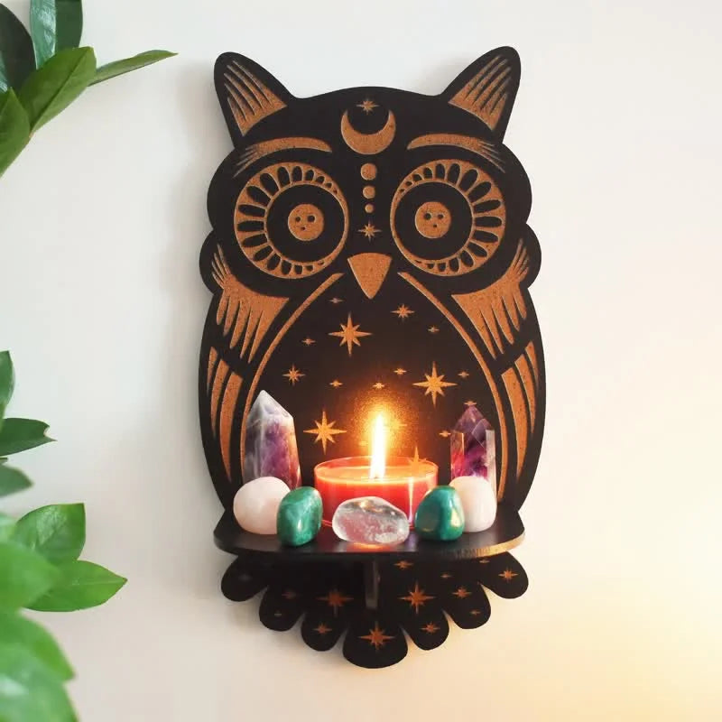 Reikistal Celestial Owl Altar Crystal Shelf
