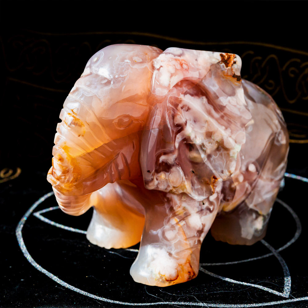 Reikistal Flower Agate Elephant