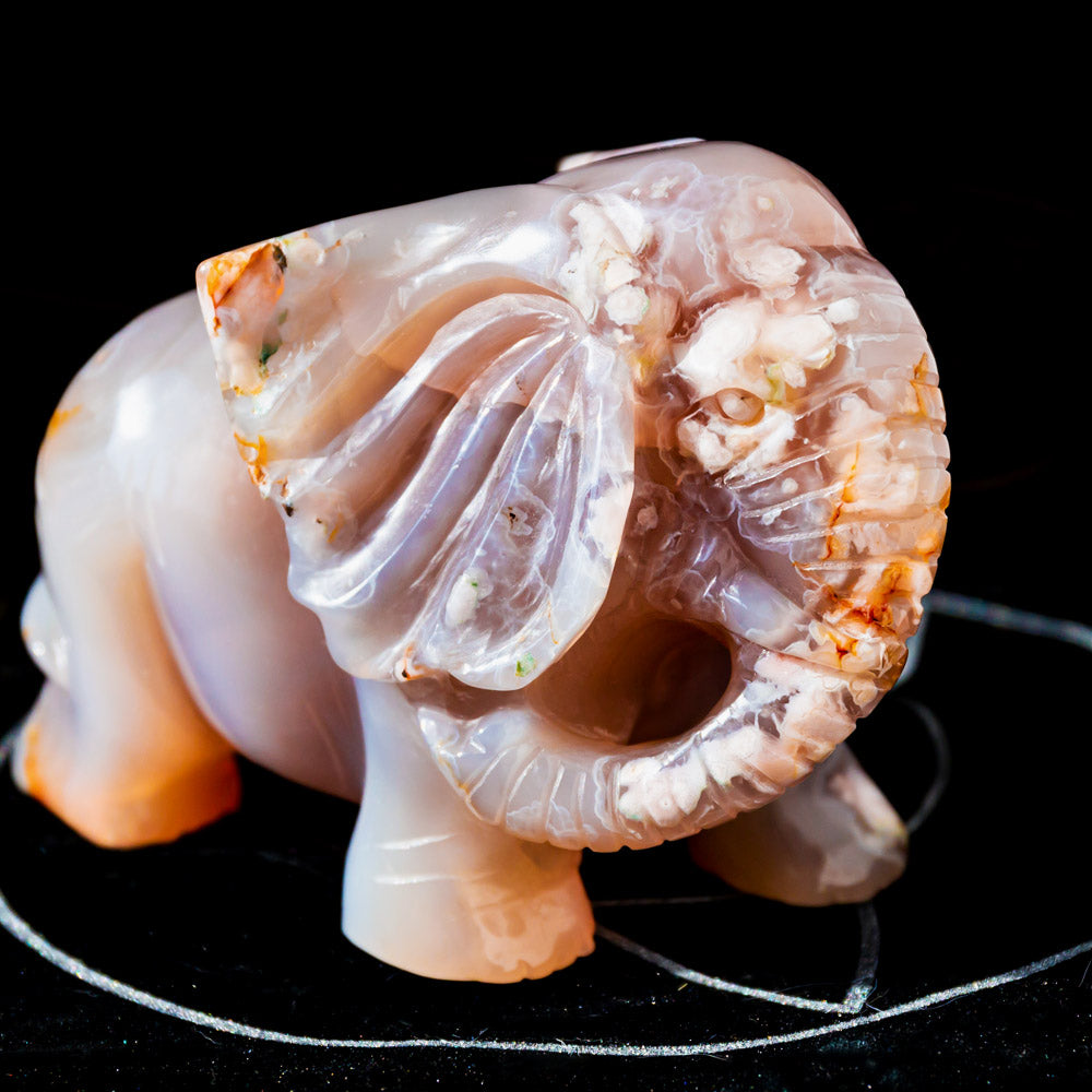 Reikistal Flower Agate Elephant