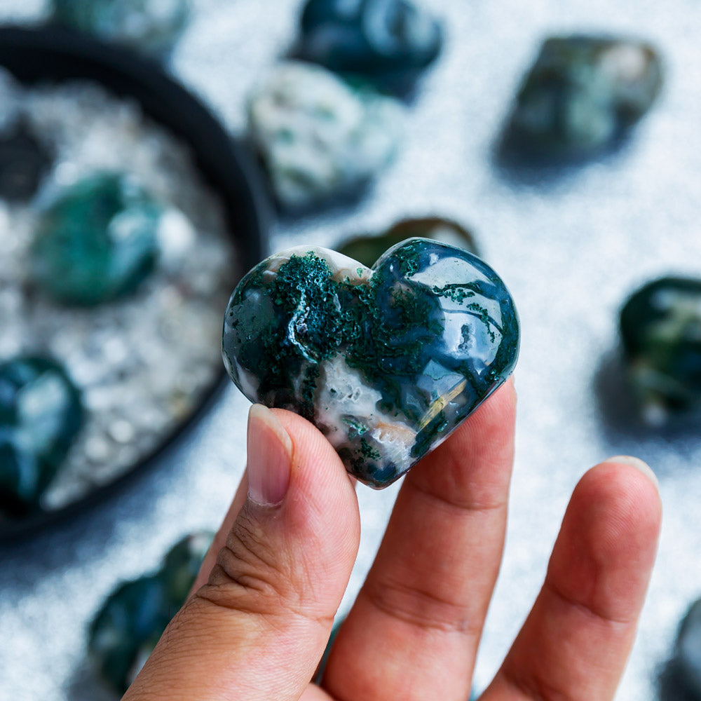 Reikistal Moss Agate Heart