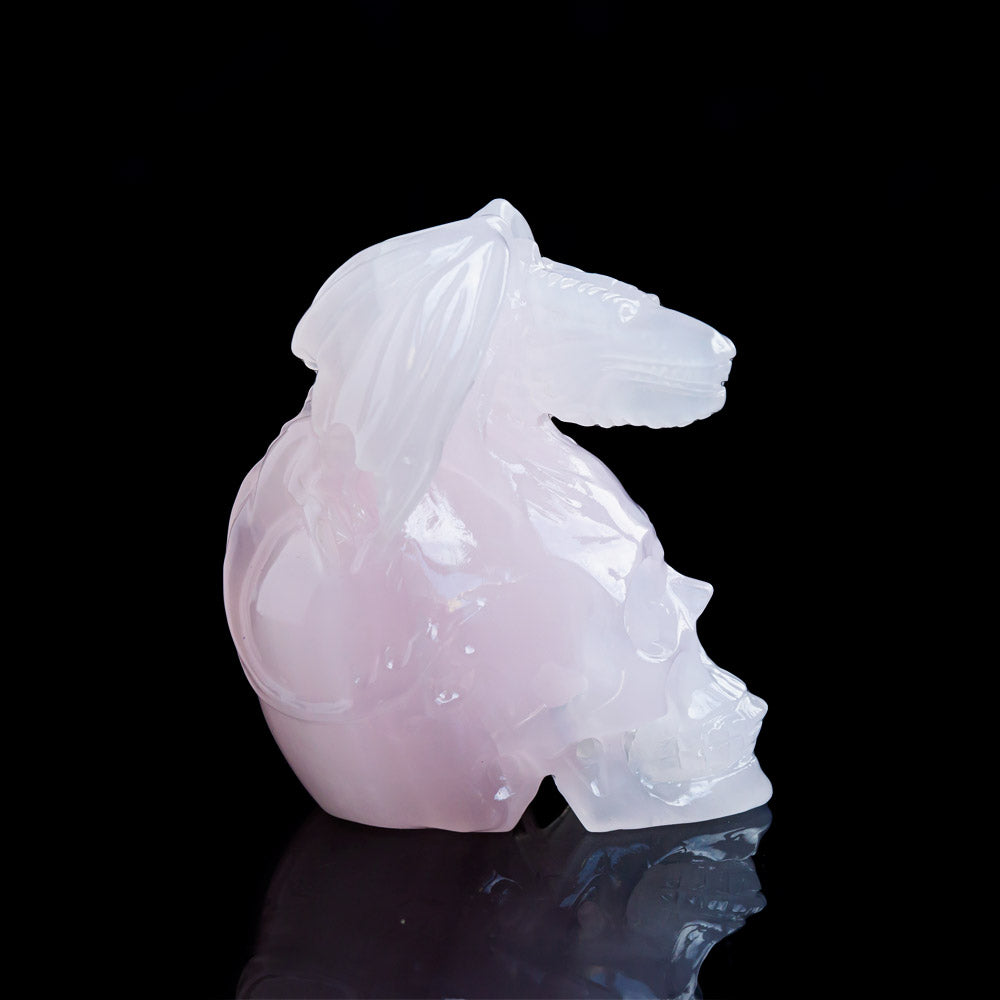 Reikistal Pink Calcite Skull With Flying Dragon