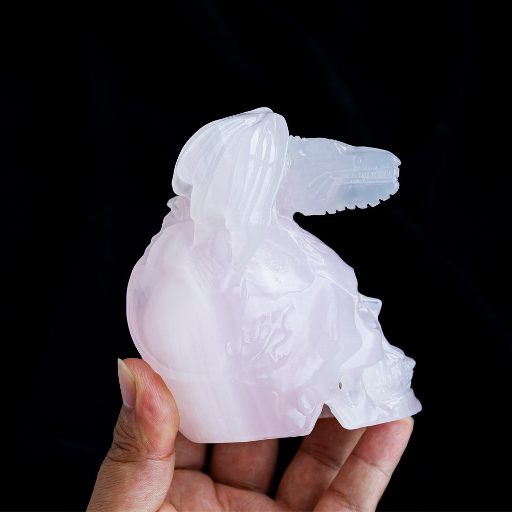 Reikistal Pink Calcite Skull With Flying Dragon