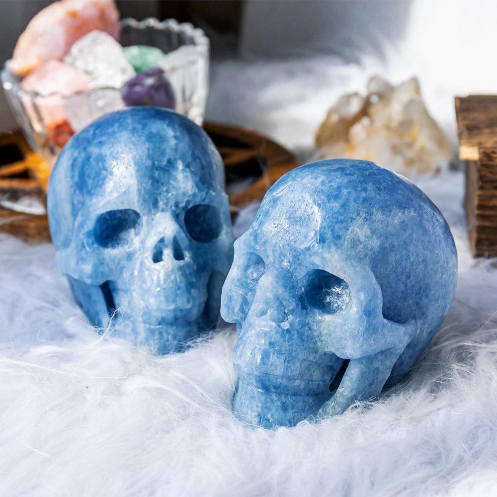 Reikistal Blue Calcite Skull