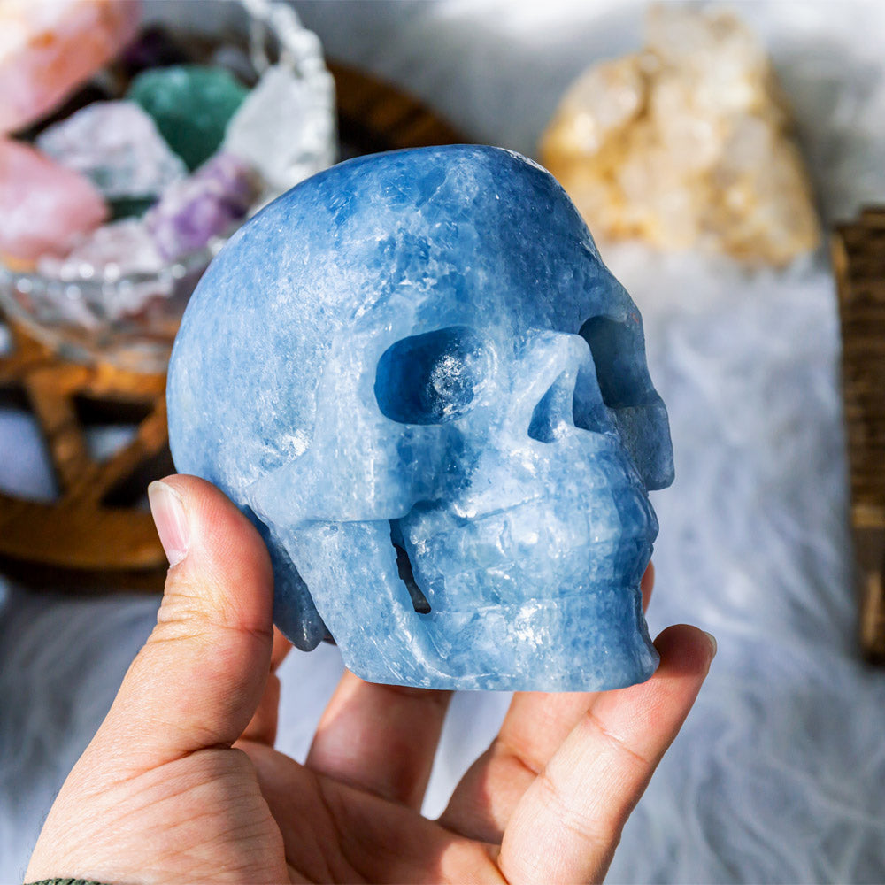 Reikistal Blue Calcite Skull